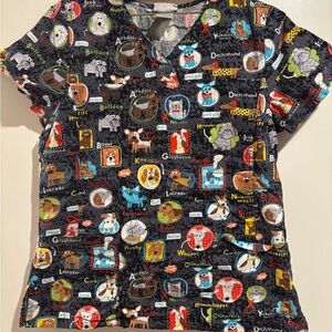 Animal Print Scrub Top